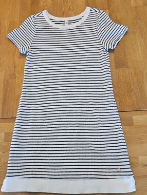 FIG Clothing - Casual Navy and White Striped Knit Dress - Womens Small